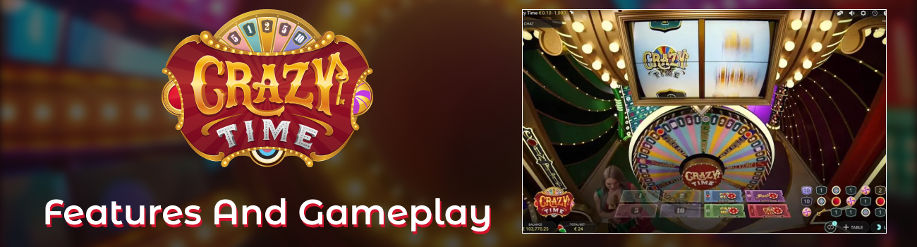 Live multiplier wheel gameplay features of Crazy Time